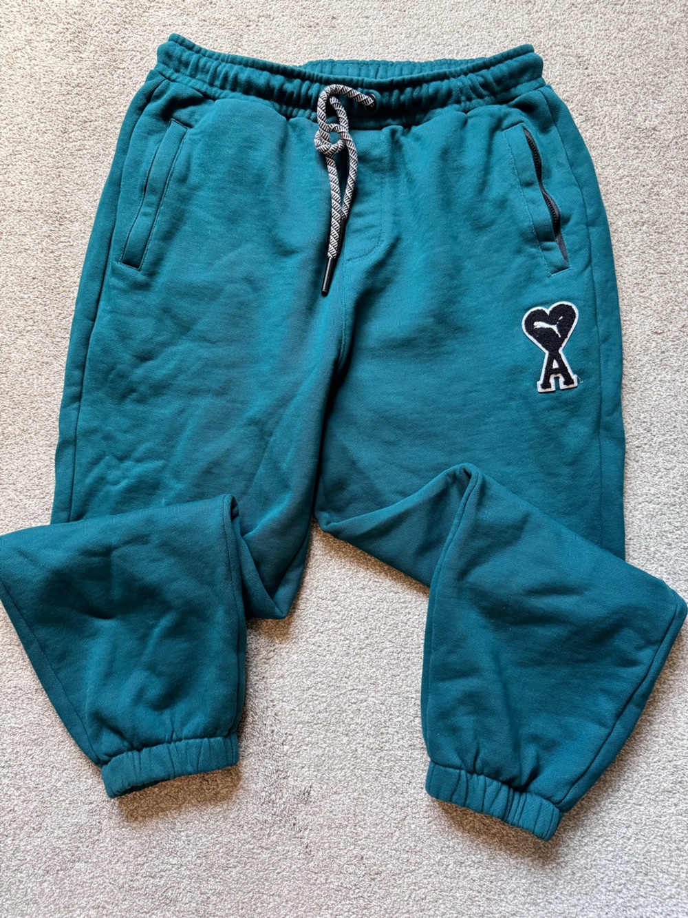 Ami Paris x Puma Varsity Green Baggy Casual Lounge Sweatpants Size Medium